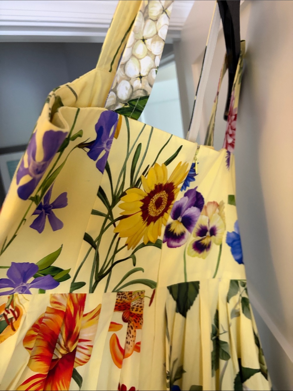 Oscar de la Renta Yellow Floral Midi Dress - Picture 4 of 5